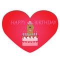 A birthday card with spaniel dog , vector illustration
